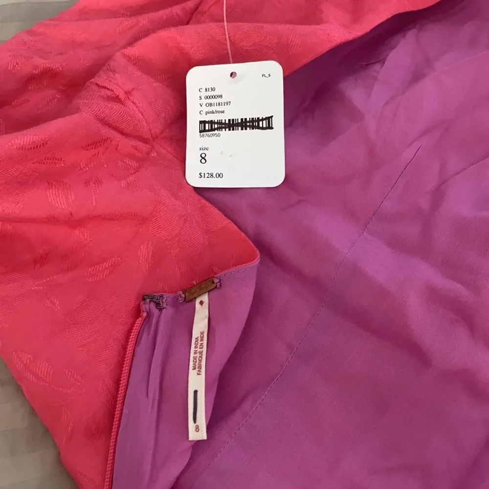 NWT Free People Pink Open Back Mini Dress Size 8